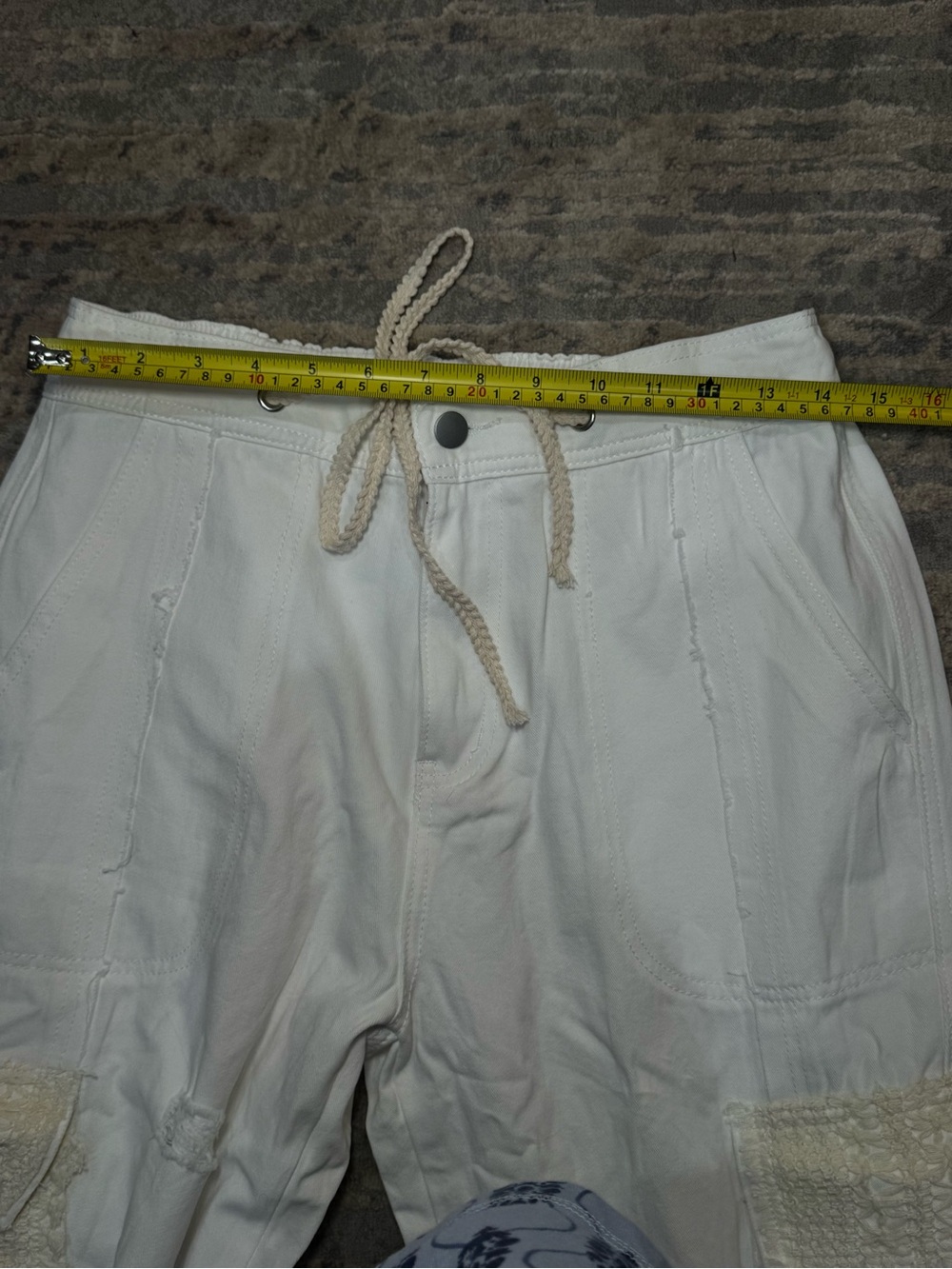 ▫️🌻 NEW POL BESTSELLER! White distressed lounge crotchet pocket cargo joggers🌻▫️ - Picture 10 of 11